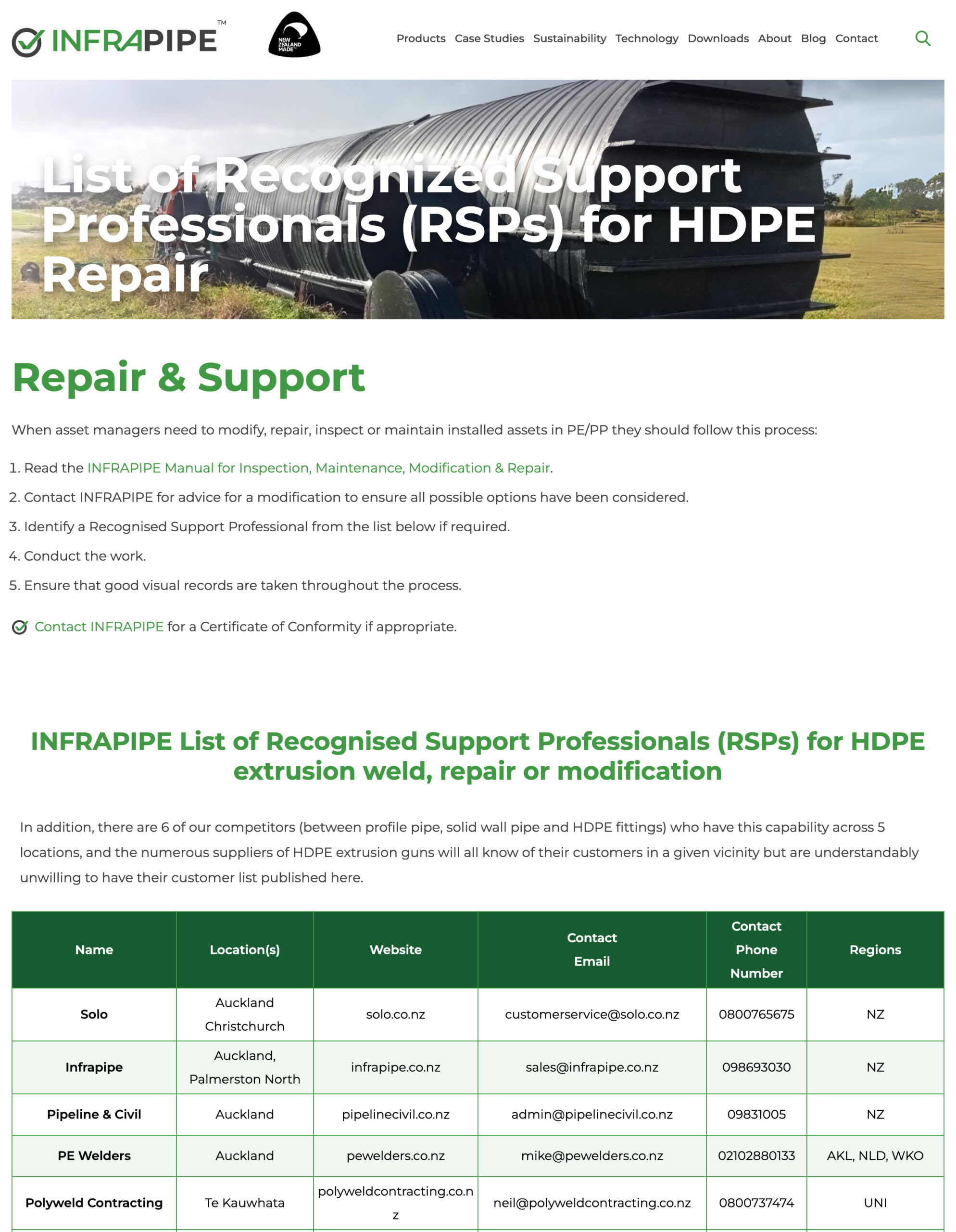 INFRAPIPE Releases New Maintenance & Repair Manual